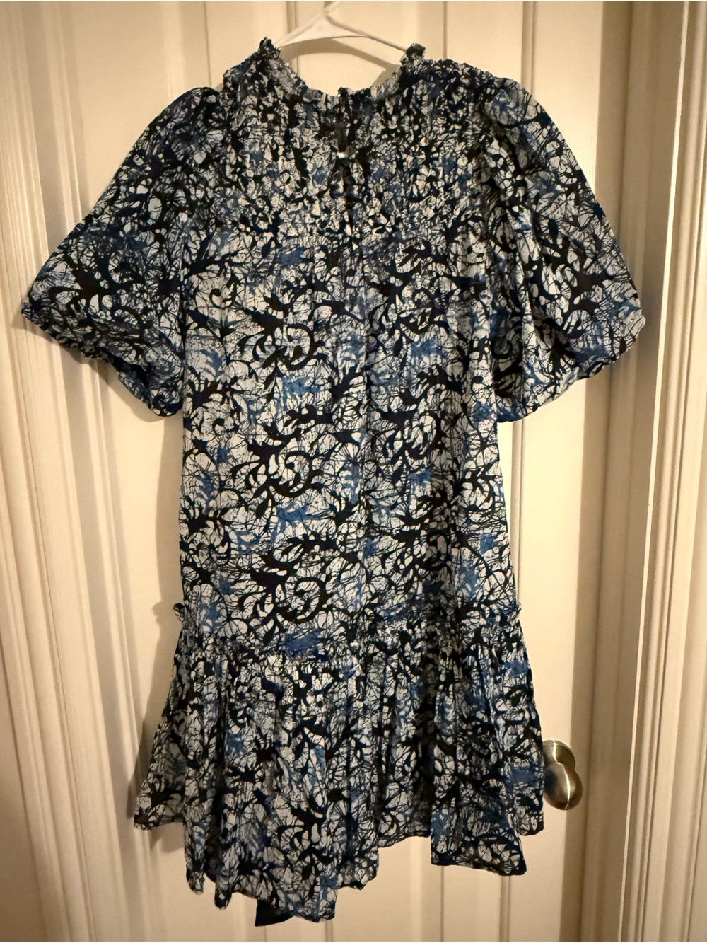 NWOT Anthropologie Love the Label Floral Smocked Short Dress in Blue - Picture 9 of 10